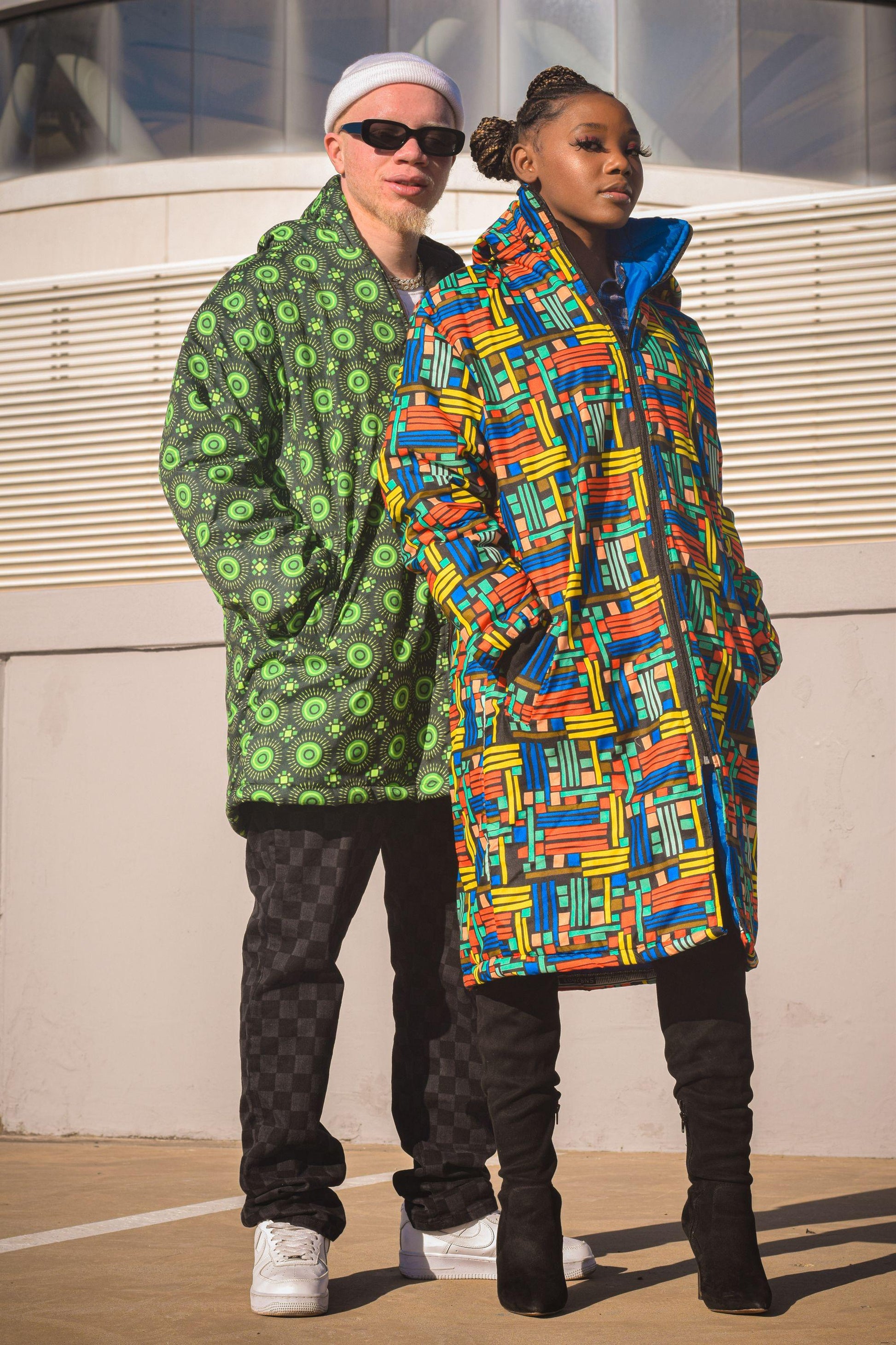 Green Ahanta Extra Long Jacket with Removable hood Tribe Afrique