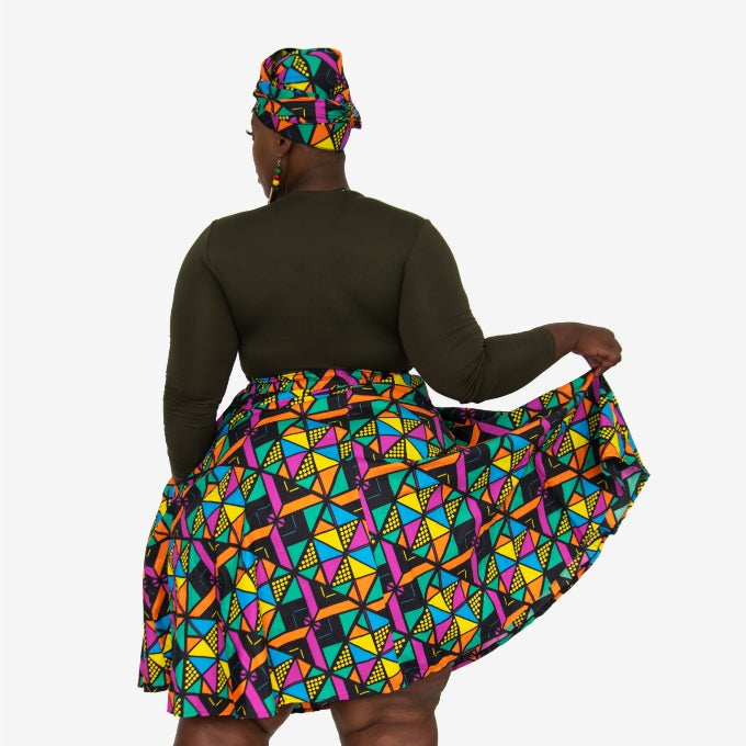 Rainbow African Skirt with Matching Dook [HEADWRAP]