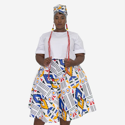 Ndebele Kese African Skirt with Matching Dook [HEADWRAP]