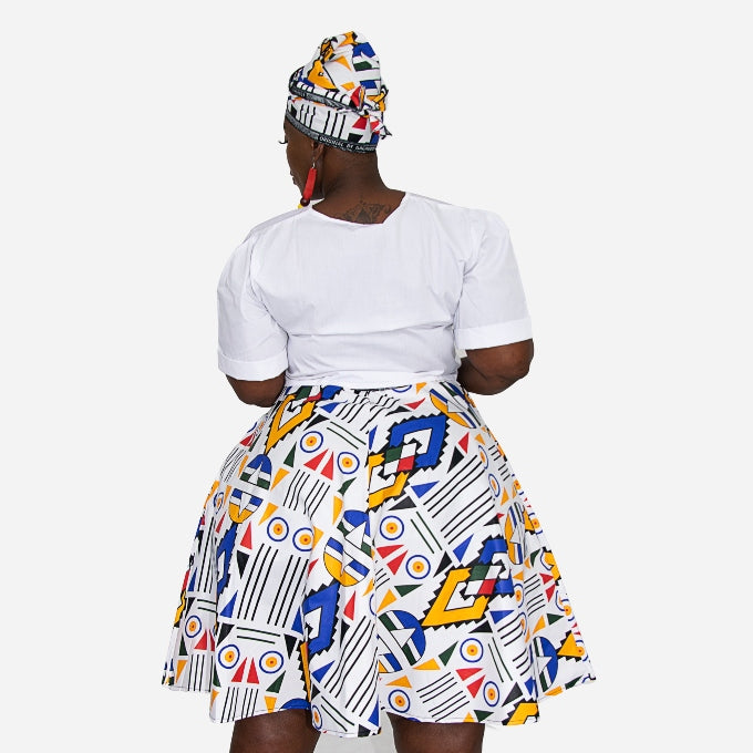 Ndebele Kese African Skirt with Matching Dook [HEADWRAP] Tribe Afrique