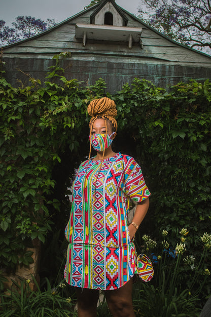 Orange Ndebele African Long Shirt by Tribe Afrique