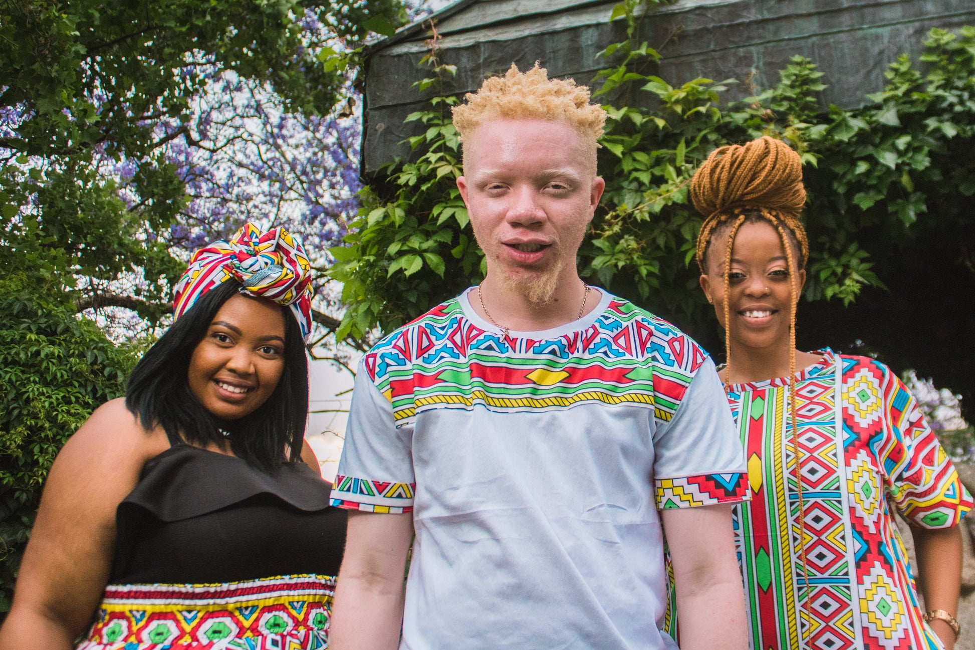 Orange Ndebele Shirt by Tribe Afrique with Matching Mask Tribe Afrique