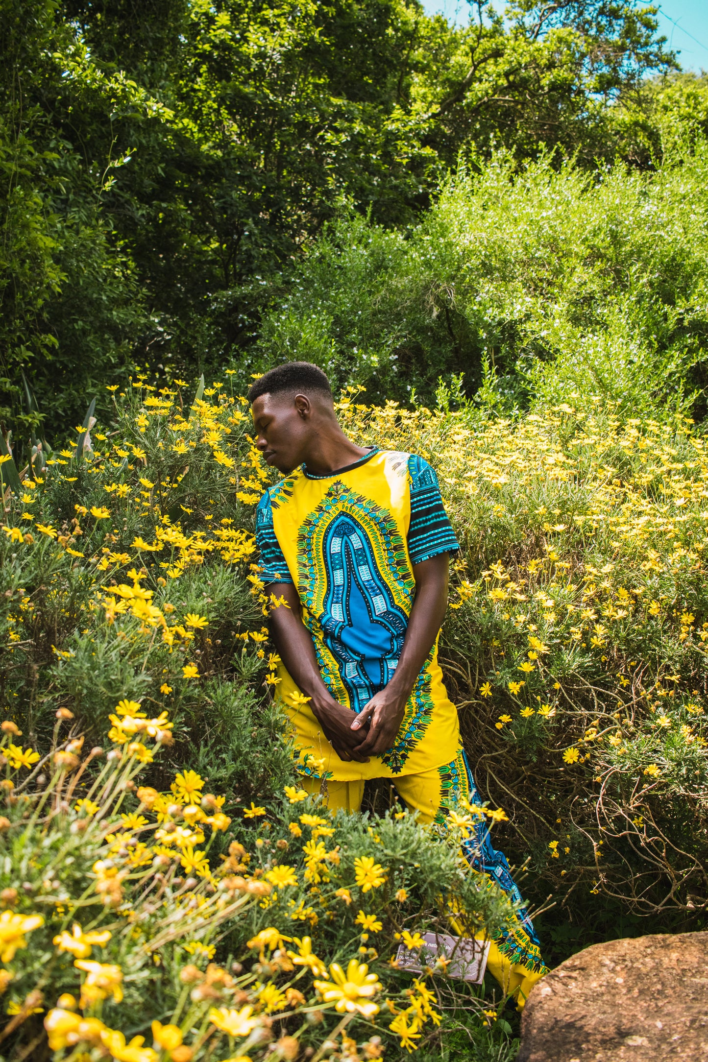 Yellow Dashiki Pants by Tribe Afrique (With Matching Mask)
