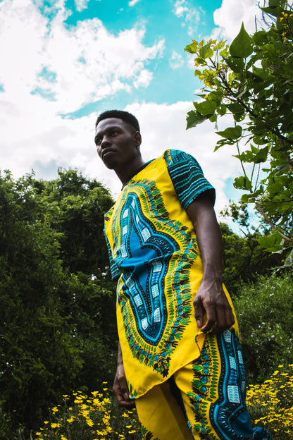 Yellow Dashiki Unisex African Long Shirt by Tribe Afrique