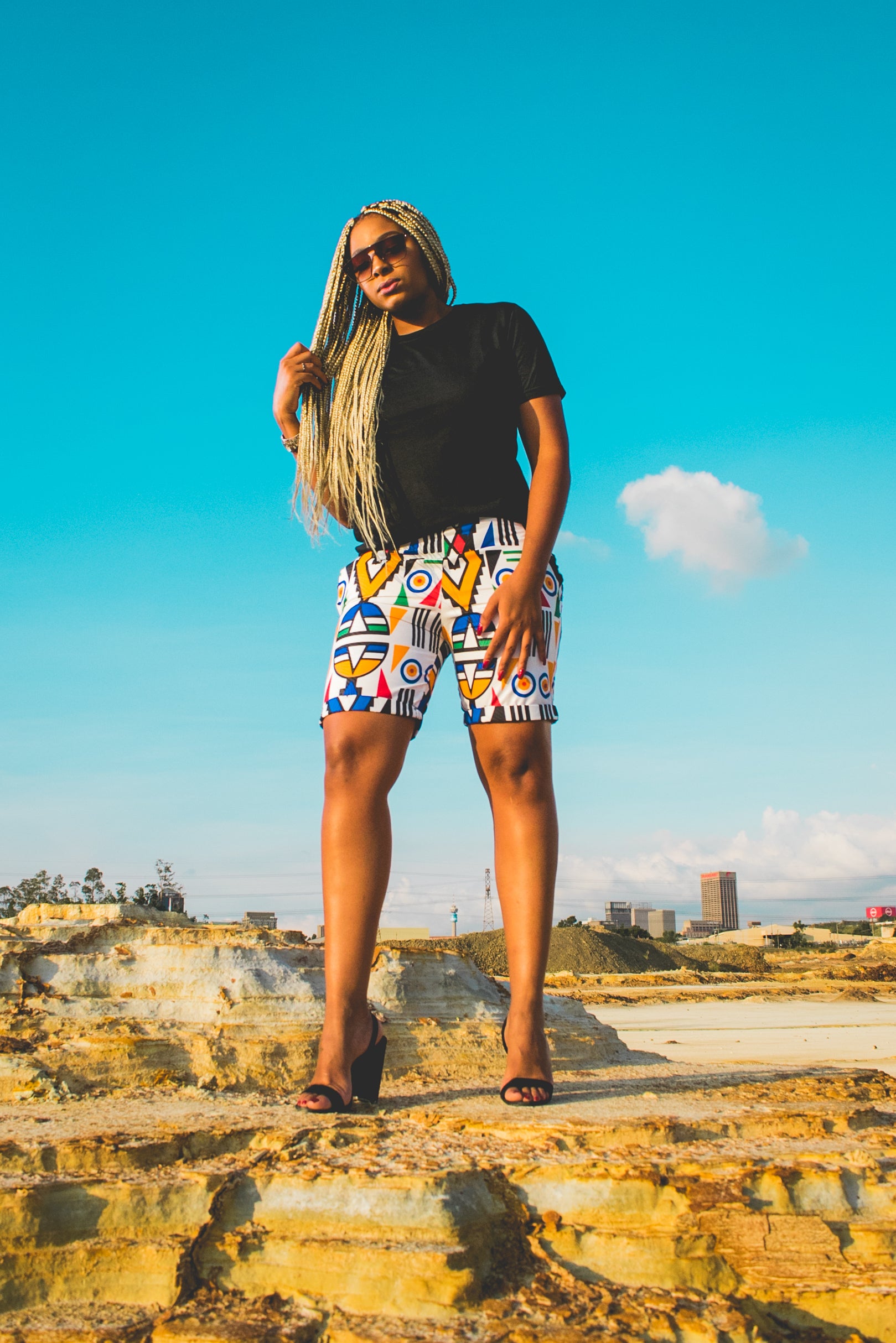 Ndebele Kese African Shorts by Tribe Afrique with Matching Mask Tribe Afrique
