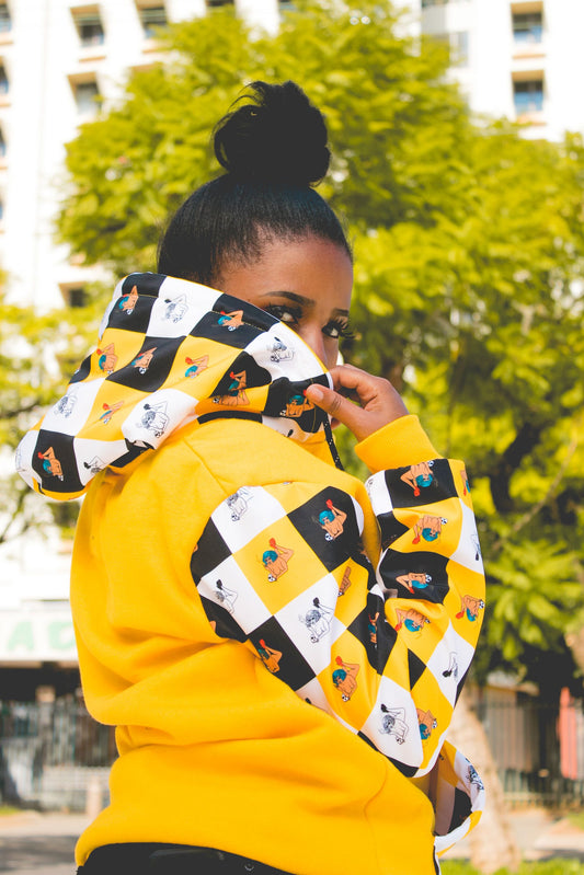 Yellow Woza Moonchild Hoodie by Tribe Afrique. Tribe Afrique