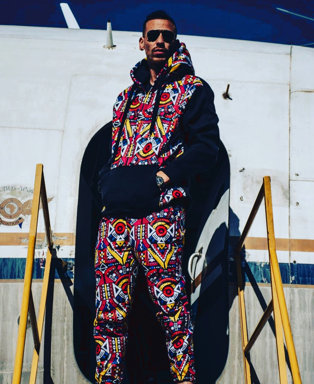 Full Kai Black African Hoodie with 3-Ply Mask Tribe Afrique