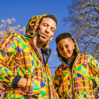 Kente Adult Extra Long Jacket with Removable hood Tribe Afrique
