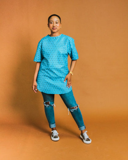 Blue shweshwe Unisex African Shirt by Tribe Afrique