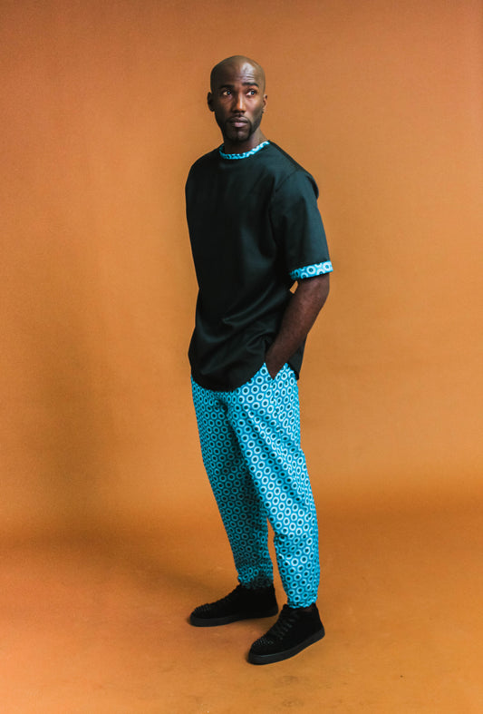 Blue Shweshwe Pants by Tribe Afrique Tribe Afrique