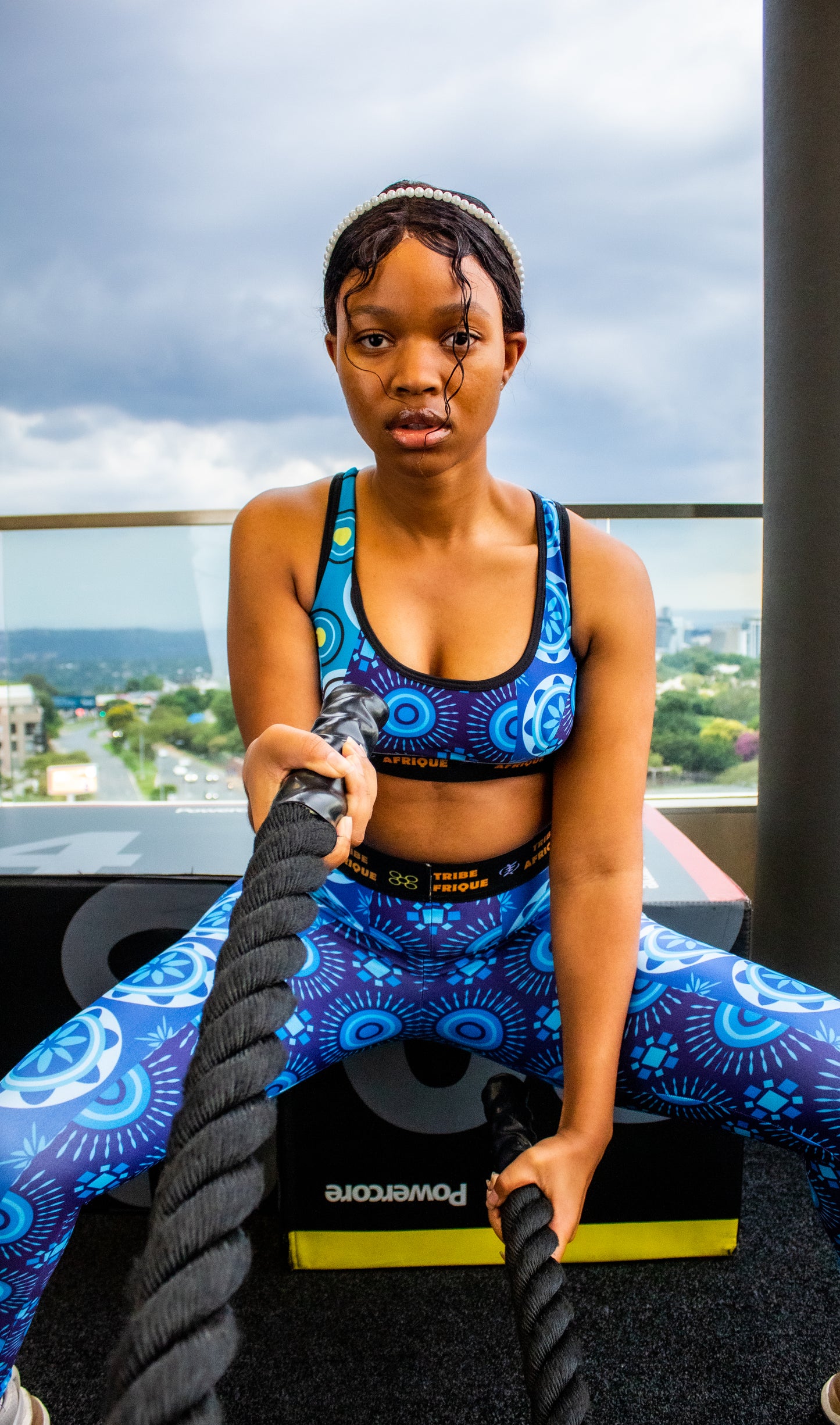 Blue Shweshwe Leggings / Active Wear Pants Tribe Afrique