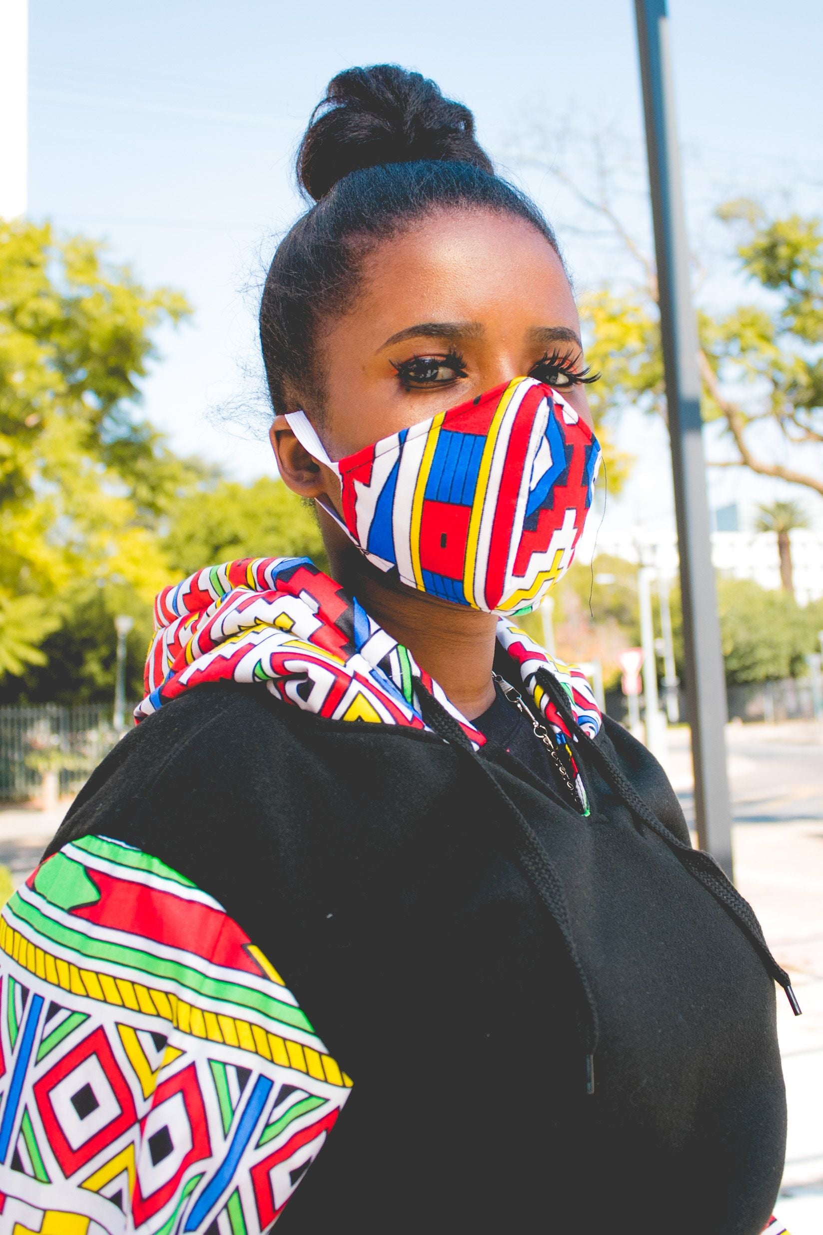 Orange Ndebele Hoodie by Tribe Afrique Tribe Afrique