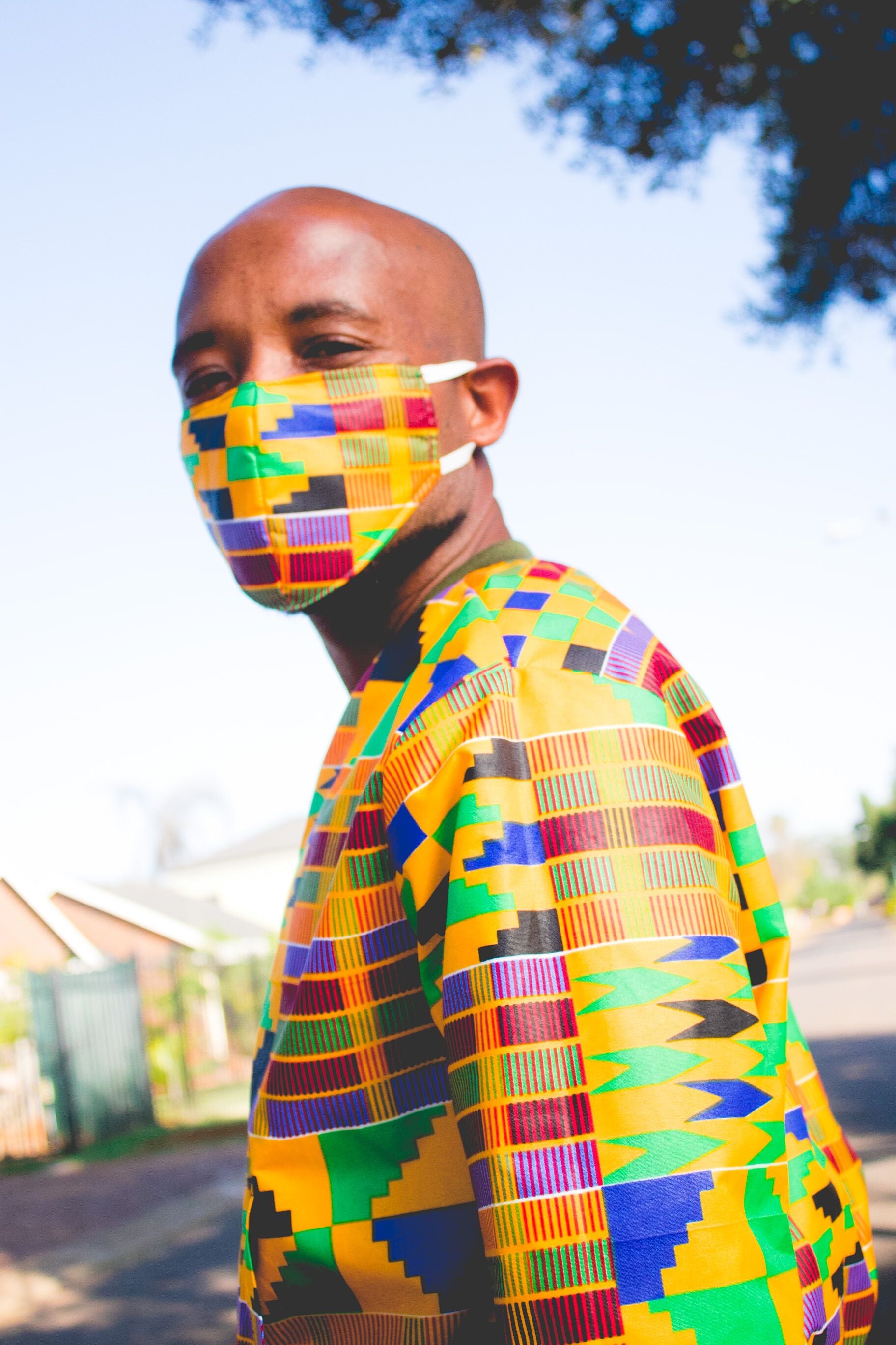 All Kente African Bomber Jackets with Mask Tribe Afrique