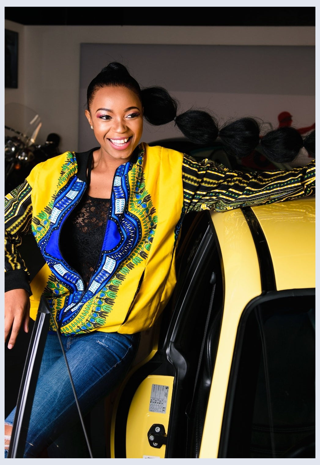 Yellow Dashiki African Bomber Jackets - Mask Included
