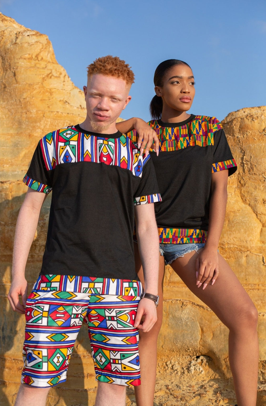 Kente Jika African Shirt by Tribe Afrique with Matching Mask Tribe Afrique