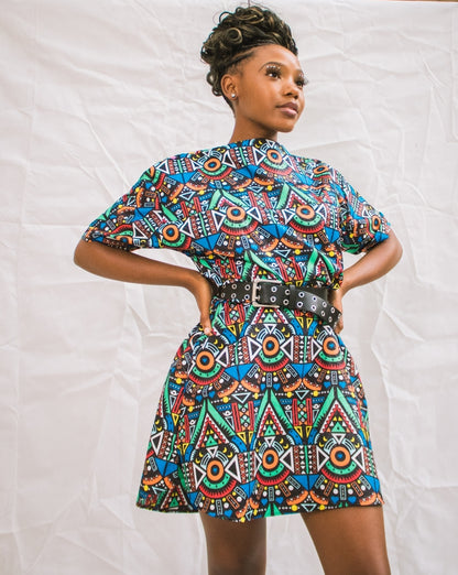 Blue Kai Unisex African Long Shirt by Tribe Afrique
