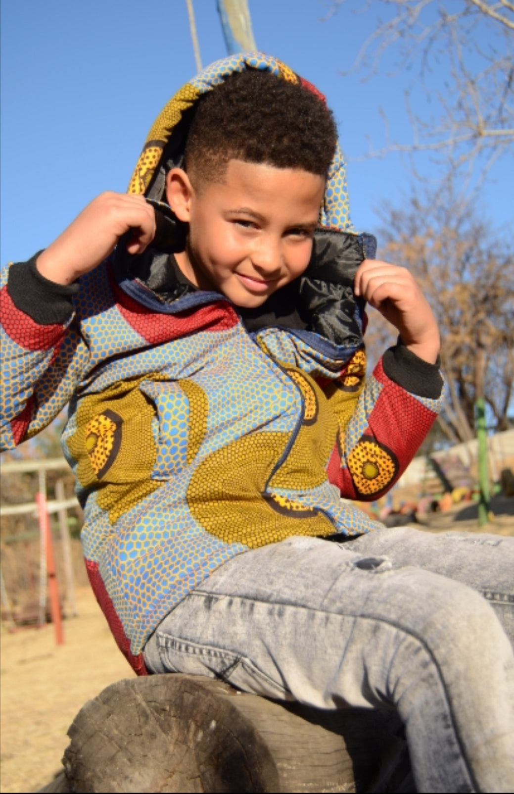 Lashibi Kids African Jacket with removable hood Tribe Afrique