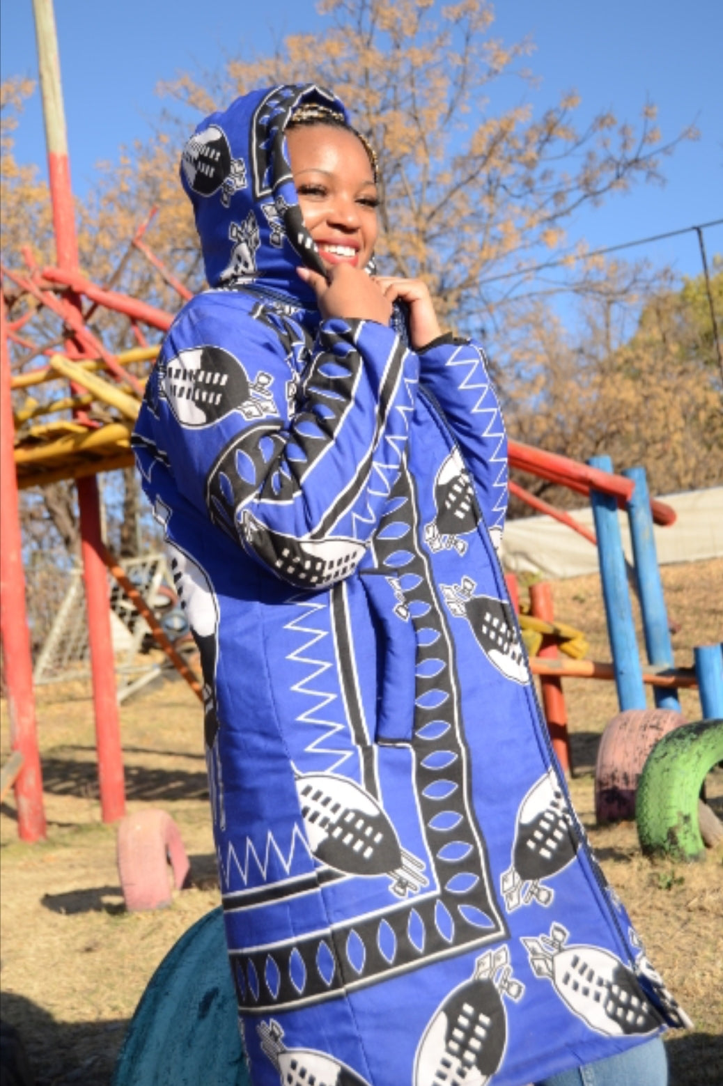 Swati Extra Long Jacket with Removable hood Tribe Afrique