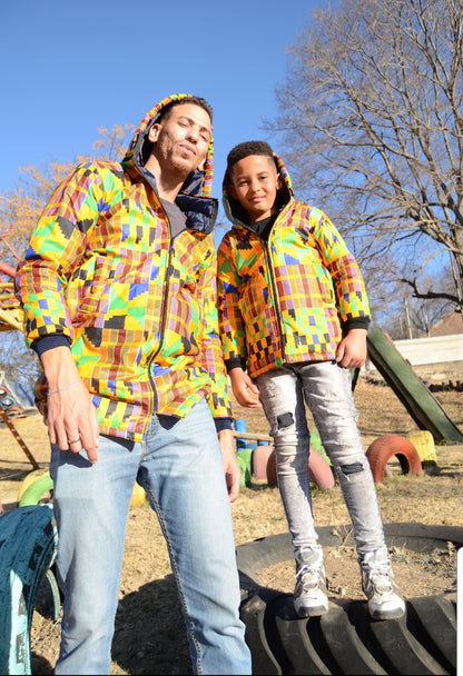Kente Kids African Jacket with removable hood Tribe Afrique