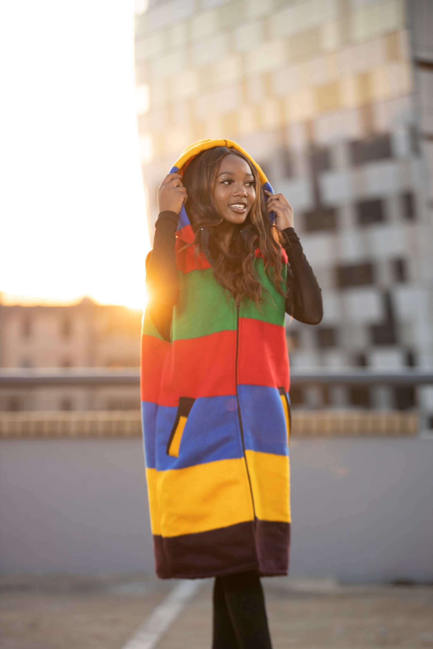 Ndebele Aranda Blanket Jacket - Sleeveless with detachable hood