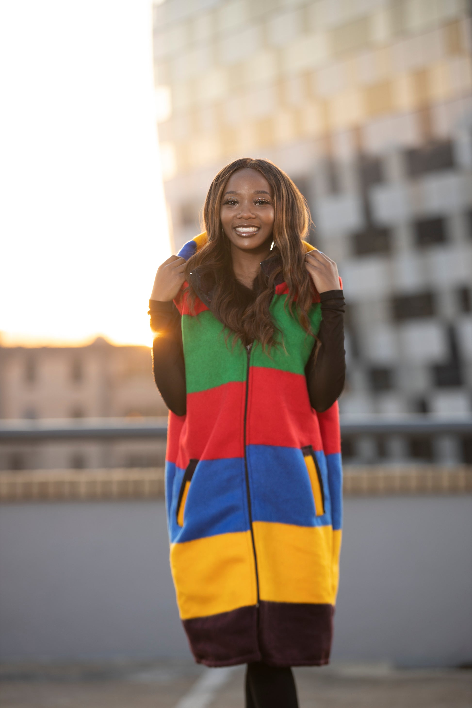 Ndebele Aranda Blanket Jacket - Sleeveless with detachable hood Tribe Afrique