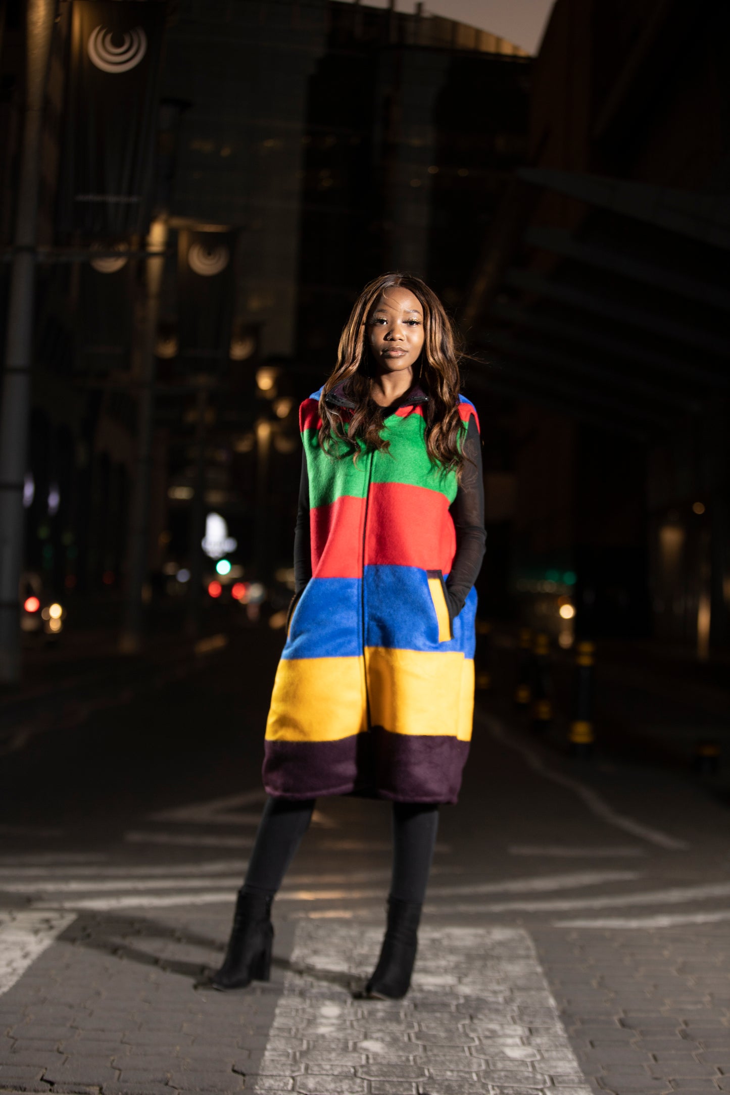 Ndebele Aranda Blanket Jacket - Sleeveless with detachable hood Tribe Afrique