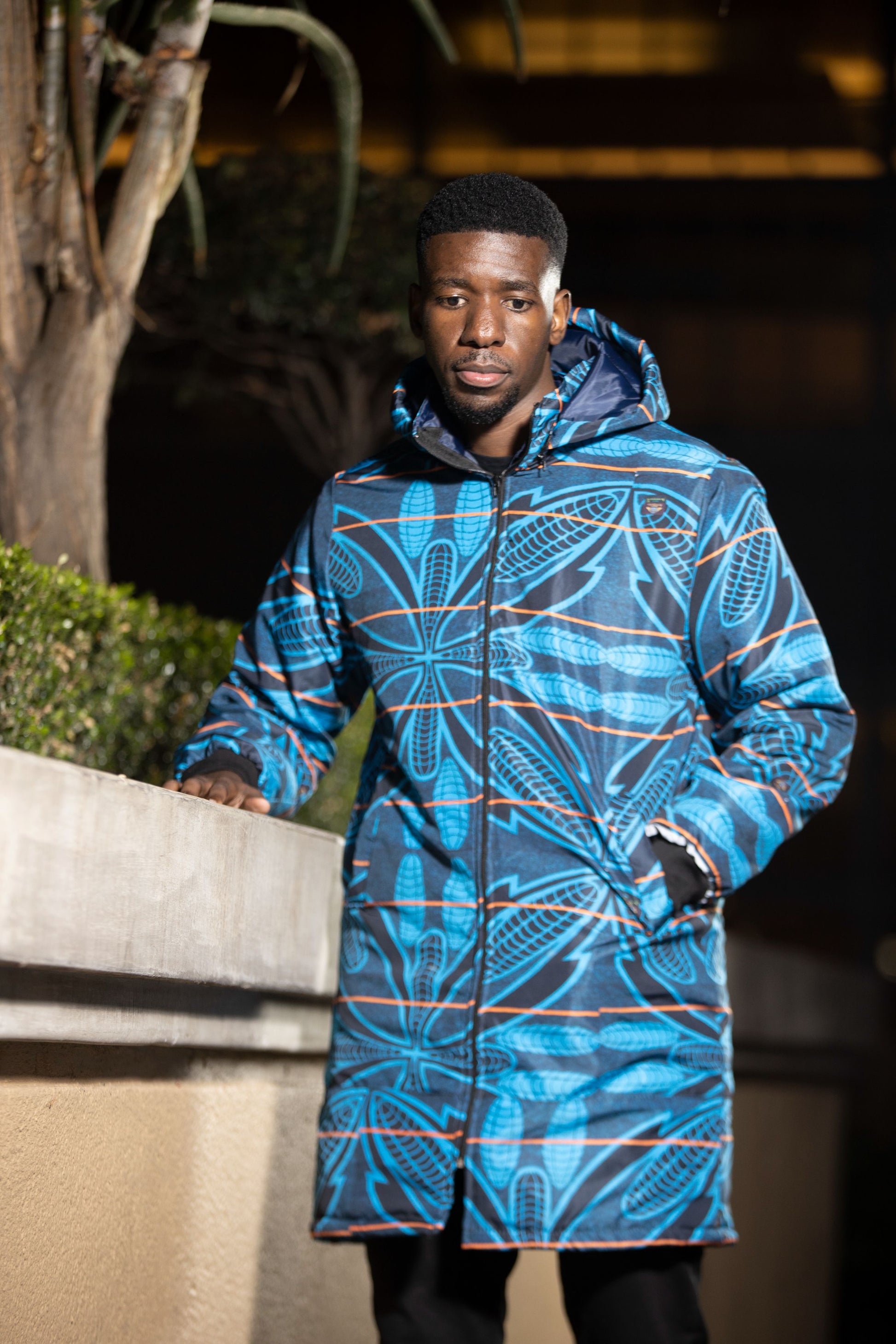 Blue Sotho Jacket with Removable hood Tribe Afrique