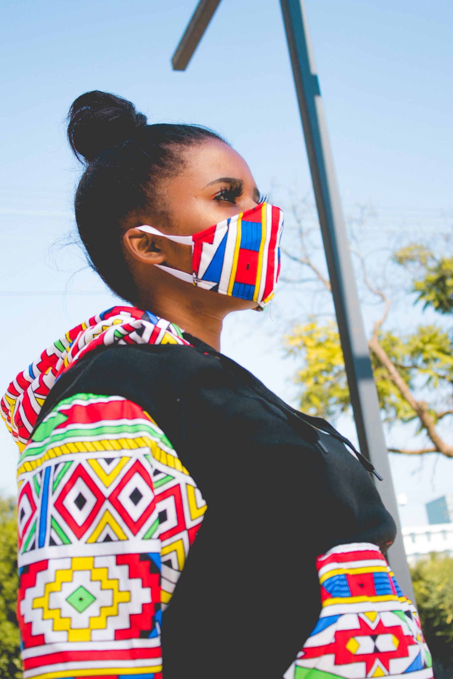 Orange Ndebele Hoodie by Tribe Afrique Tribe Afrique