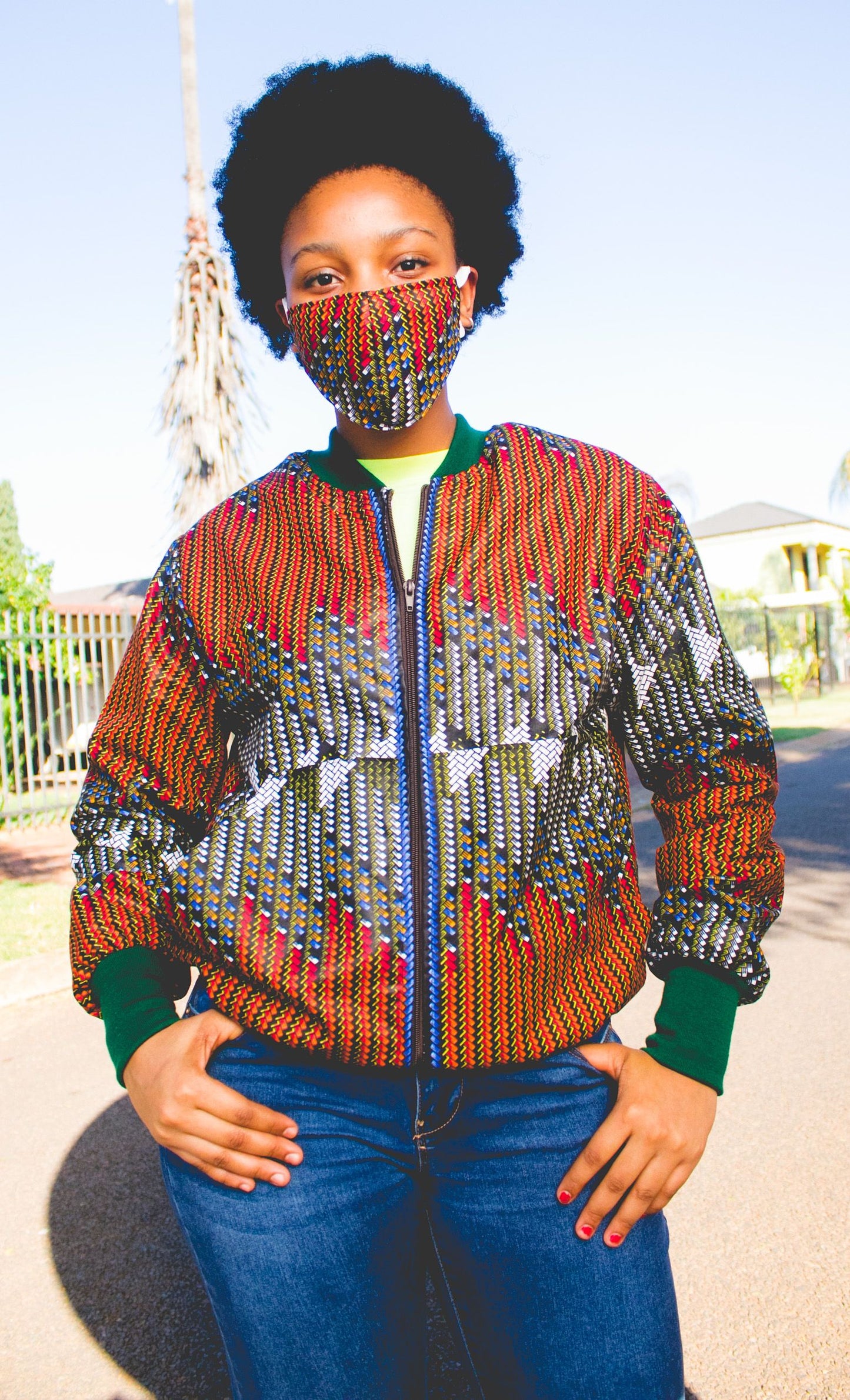 Lindo African Bomber Jackets with Mask