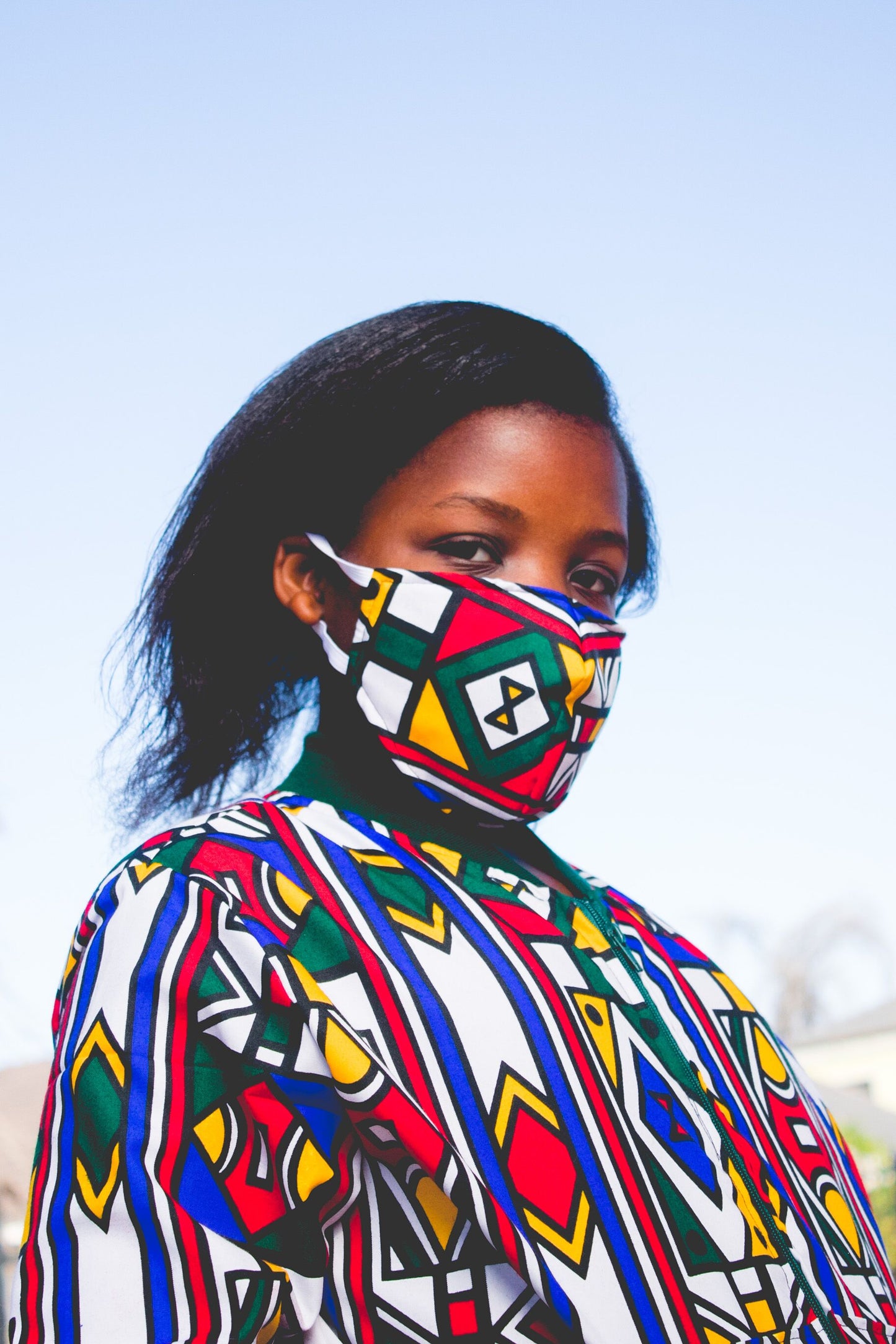 Ndebele African Bomber Jackets with Mask Tribe Afrique
