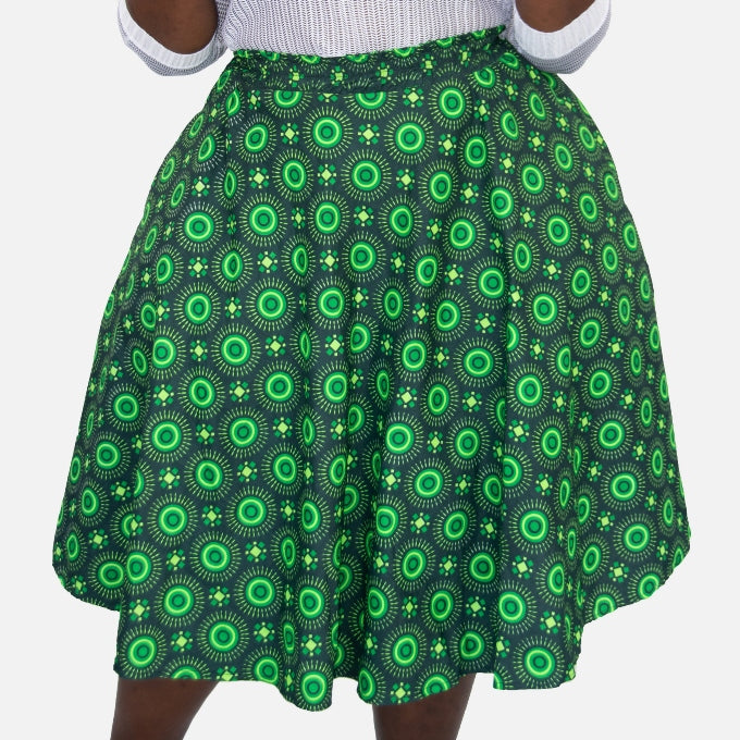 Green Ahanta African Skirt with Matching Dook [HEADWRAP] Tribe Afrique